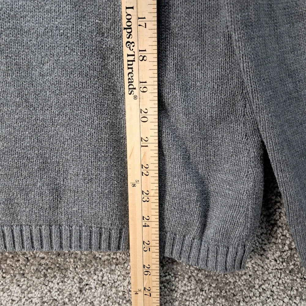 Croft & Barrow Mens Grey 100% Cotton Zip Funnel‎ Neck Cardigan Sweater Medium